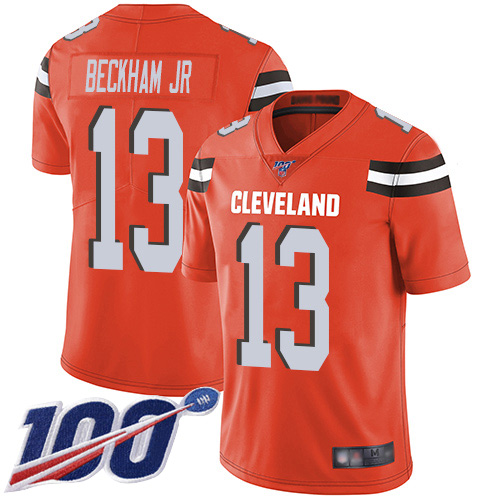 Cleveland Browns Odell Beckham Jr Men Orange Limited Jersey #13 NFL Football Alternate 100th Season Vapor Untouchable->cleveland browns->NFL Jersey